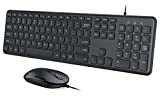 Wired Keyboard and Mouse Combo, USB Wired Corded Keyboard Mouse Set, Ultra Thin Full Size Keyboard and Mouse with Number Pad for Windows 7/8/10 Computer Laptop PC Desktop Notebook-Black