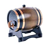 5L Whiskey Barrel Dispenser Oak Aging Barrels Home Whiskey Barrel Decanter for Wine, Spirits, Beer, and Liquor (Brown)