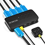 KVM Switch 4 Ports, HDMI USB Selector for 4 Computers Share Keyboard Mouse Printer and One HD 4K@30Hz Monitor, Including 4 KVM Cables