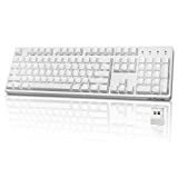 White Mechanical Keyboard, Velocifire VM02WS 104-key Ergonomic Keyboard with Red Switches White Backlit & High Battery Lasting for Copywriters, Typists, Programmer(White)