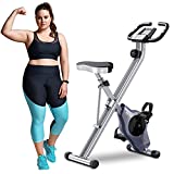 BCAN Folding Exercise Bike - Foldable Stationary Bike 330 LBS Weight Capacity, 8 Levels Magnetic Resistance for Home Gym