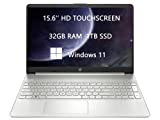 2022 Newest HP Touch-Screen Laptops for College Student & Business, 15.6 inch HD Computer, Intel Core i5-1135G7, 32GB RAM, 1TB SSD, Fast Charge, Thin and Light, Webcam, Windows 11, ROKC HDMI Cable