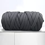Arm Knitting Yarn for Chunky Braided Knot Throw Blanket DIY, Soft Extra Cotton Washable Tube Bulky Giant Yarn for Weave Craft Crochet (Dark Gray 2.2lb)