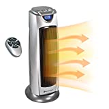 Comfort Zone CZ499R 1,500-Watt Oscillating Ceramic Tower Heater with Remote Control, 90-Degree Oscillation, Backlit Digital Thermostat with Temperature Display, Timer, and Built-in Overheat Sensor