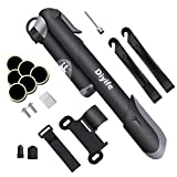 Bike Pump, [120 PSI][Perfect Full Set] Diyife Mini Bicycle Pump with Gauge, Ball Pump with Needle, Glueless Patch Kit, Cycle Valve Caps and Frame Mount for Road, Mountain & BMX Fits Presta & Schrader
