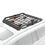 HYPERAX Iridium M Steel Cargo Roof Rack Kayak Carrier- 50 x 37.5 x 6.5” 200lb Max Load Cargo Net, Wind Fairing, and Lock for Roof Bar Included- Heavy Duty Rooftop Cargo Basket (Medium)