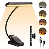 Music Stand Light - iGoober Clip on Piano Lights, 28 LED Professional Musician Rechargeable Piano lamp, 4 Color x 3 Levels, Super Bright, Perfect for Piano, Keyboard, Orchestra, (White, Warm & Amber)