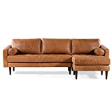 POLY & BARK Napa Right Sectional Sofa in Full-Grain Pure-Aniline Italian Leather, Cognac Tan