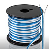 50ft 18 Gauge Speaker Wire - Waterproof Marine Grade Cable in Spool for Connecting Audio Stereo to Amplifier, Surround Sound System, TV Home Theater and Car Stereo - PLMRSW50