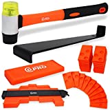 Laminate Wood Flooring Installation Kit with Extra Strong Solid Tapping Block Heavy Duty Pull Bar Non Slip Soft Grip Double Faced Mallet 40 Spacers Included and 10 inch Duplicator Gauge with Lock