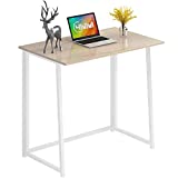 4NM 31.5' Small Desk No-Assembly Folding Computer Desk Home Office Desk Study Writing Table for Small Space Saving - Natural and White