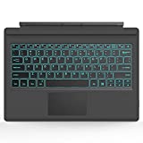 MoKo Type Cover Fit Microsoft Surface Pro 7 Plus/Pro 7/ Pro 6/ Pro 5/Pro 4/Pro 3, Ultra-Slim Wireless Bluetooth Tablet Computer Keyboard with Trackpad, 7-Color LED Backlit, Rechargeable Battery, Gray
