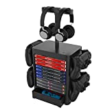 EJGAME Multifunctional Game Disk Storage Tower Holder for PS5,Game Disk Rack and Controller/Headset Stand Holder Compatible with Xbox Series X/Nintendo Switch/PS4