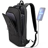 Backpack for Men Business Slim Backpack with USB Charger Computer Lightweight Anti-theft Travel Backpacks High School Mens Backpacks 15.6 inch Water Resistant Laptop Bag for Work Office College-Black
