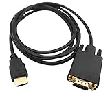 HDMI to VGA Adapter Cable, Haokiang 6ft/1.8m Gold-Plated 1080P HDMI Male to VGA Male Active Video Converter Cord Support Notebook PC DVD Player Laptop HDTV to D-SUB HD 15 Pin VGA Monitors Projector