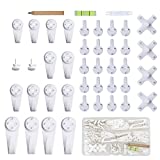 EuTengHao 43Pcs Invisible Nail Screws Wall Hooks No Trace Picture Hangers Traceless Photo Hook Hardwall Drywall Picture Hooks Multi Function Heavy Duty Picture Art Painting Frame Hanger (35Lbs,6Types)