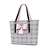 MOSISO Laptop Tote Bag Compatible with MacBook Pro 16 inch 2021 M1 Pro/Max A2485/2019-2020 A2141, 15-15.6 inch Notebook, PU Leather Large Capacity Work Bag Travel Shoulder Bag with Grid MO-GID002LTBR