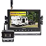 Haloview MC7108 Wireless RV Backup Camera System 7'' Monitor Built in DVR Rear View Camera with Infrared Night Vision and Wide Viewing Angle for Truck/Trailer/RV/Pickups/Camping Car/Van/Farm