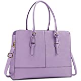 Laptop Bag for Women Leather Work Tote 15.6 Inch Laptop for Computer Bag Waterproof Business Office Professional Large Capacity Handbag School Shoulder Bag Purple