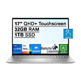 2022 Dell Inspiron 7000 2-in-1 17' QHD+ Touchscreen Laptop Computer, 11th Intel Core i7-1165G7, 32GB RAM, 1TB PCIe SSD, Backlit Keyboard, Intel Iris Xe Graphics, MaxxAudio, HD Webcam, Win 10, Silver