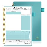 Regolden-Book Meeting Notebook for Work with Action Items, Project Planner Notebook for Note Taking, Office/ Business Meeting Notes Agenda Organizer for Men & Women, 160 Pages (7”x10”), Teal