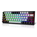 Wireless Mechanical Keyboard, E-YOOSO Bluetooth/2.4G/USB-C 60% Portable Rechargeable 63 Keys Gaming Keyboard, Compact RGB Hot Swappable Mechanical Keyboard with Linear Red Switches for Windows/Mac