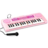 SAOCOOL Portable Rechargable Kids Piano Keyboard, 37 Keys Electronic Piano with Lighted Mini-Size Keys and Microphone, Multifunction Music Instrument Piano Toys for 3 4 5 6 7 8 9 Year Old Girls