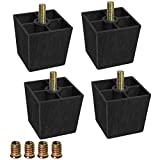 Sopicoz 2 inch Sofa Legs Plastic Feet for Furniture Legs Riser Square Set of 4 with M8 Hanger Bolts