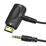 CMX HDMI to VGA Converter Adapter, HDMI-Plated Display Port Adapter with Audio Output for Laptop, PC,Desktop Other Devices with HDMI Port-Black