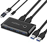 USB 3.0 Switcher Selector 2 Computer Sharing 4 USB Devices KVM Switches Hub for Keyboard Mouse Printer Scanner U-Disk, USB KVM Switch Compatible with Mac/Windows/Linux