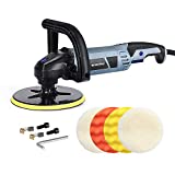 WORKPRO Buffer Polisher - 7-inch Buffer Waxer with 4 Buffing and Polishing Pads, 6 Variable Speed 1000-3800 RPM, Detachable Handle, Ideal for Car Sanding, Polishing, Waxing, Sealing Glaze