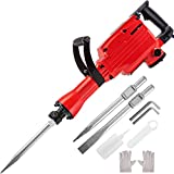 VEVOR Demolition Jack Hammer Jack Hammer Concrete Breaker 1200 BPM Heavy Duty Electric Jack Hammer 3 Chisel Bit W/Gloves & 360° Swiveling Front Handle for Trenching, Chipping, Breaking Holes