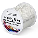 16 Gauge Jewelry Wire, Anezus Silver Craft Wire Tarnish Resistant Copper Wire for Jewelry Making, Wire Wrapping and Crafting
