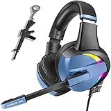 PS4 Gaming Headset Pro RGB Gaming Headphone for Xbox one PC with Mic Stereo Surround Over-Ear Headset 7 Colors Rainbow Light& Noise Cancelling for Laptop Tablet Mac Kids