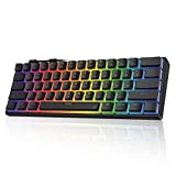 Tezarre TK61 60% Hotswap Mechanical Gaming Keyboard with PBT Pudding Keycaps,RGB Backlit Wired USB Optical Switches Keyboards Full Keys Programmable for Windows MAC PC Gamers (Gateron Optical Blue)