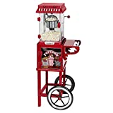West Bend PCMC20RD13 Popcorn Cart Non-Stick Stainless Steel Kettle Makes 10 Cups Features Prep Shelf Storage and Wheels for Easy Mobility Includes Measuring Tool, 2.5-Ounce, Red