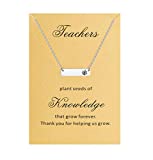 Bestill Back to School Gifts for Women Teacher's Day Bar Necklace Stainless Steel 18 inches with Thank You Card Appreciation Gifts