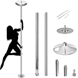 Stripper Poles for Home, Static Spinning Pole Dance Pole 45 mm Removable Dancing Pole for Home Bedroom Gym Party Club Exercise, 7' to 9' Adjustable Height, Heavy-Duty Max Load 400 lbs