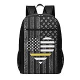 Older American Flag 911 Dispatcher Thin Gold Line 17inch Backpack Laptop For Men Women Daypack Lightweight Backpack