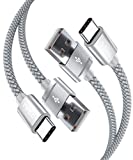Basesailor USB Type C Charger Cable 6.6FT 2 Pack,Nylon Charging Cord for Samsung Galaxy Z Flip Fold,Note 20 10,S9 S10 S10E 10E S20 FE 21 S23 S21 S22 22 Plus Ultra,A51 A52 A53,Google Pixel 7 6 5 XL Pro