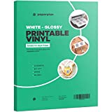 (20 Sheets) Glossy Sticker Paper for Inkjet Printer Printable Vinyl White Cricut Waterproof Inkjet & Laser Compatible Permanent Adhesive Water Proof Bumper Sticker