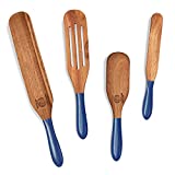 As Seen on TV, Mad Hungry Spurtle 4pc Set, Acacia Premium Wood Finish, Cooking Utensils For Non Stick Cookware, Baking, Whisking, Smashing, Scooping, Spreading, Serving and More.