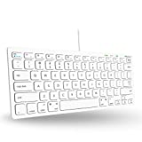 Macally USB Wired Keyboard for Mac and Windows PC - Plug and Play Apple Keyboard with 78 Scissor Switch Keys and 13 Shortcut Keys - Compact & Small Keyboard that Saves Spaces and Looks Great - White