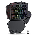 Redragon K585 DITI Wireless One-Handed Mechanical Keyboard, 42 Keys 2.4Ghz RGB 40% Gaming Keypad with 7 Onboard Macro Keys, Detachable Wrist Support, Durable Battery (Brown Switch)