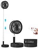 AICase Stand Fan,Folding Portable Telescopic Floor/USB Desk Fan with 7200mAh Rechargeable Battery,4 Speeds Super Quiet Adjustable Height and Head Great for Office Home Outdoor Camping-Black