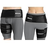 Bodymate® Compression Brace for Hip, Sciatica Nerve Pain Relief Thigh Hamstring, Quadriceps, Joints, Arthritis, Groin Wrap for Pulled Muscles, Hip Strap, Sciatica brace / SI belt for Men, Women (Medium, Hip 32 - 44')