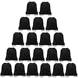 Vorspack Drawstring Backpacks Bulk 20 Pieces String Bags Customized Bags for Party Gym Sport Trip - Black