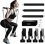 Pilates Bar Kit with Resistance Bands, WeluvFit Adjustable Bands Exercise Fitness Equipment for Women & Men, Home Gym Workout 3-Section Stick Squat Yoga Pilates Flexbands Kit for Full Body Shaping