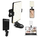 Selfie Light Clip on Phone, 60 LED Cell Phone Fill Light CRI 95+ 3 Light Modes Dimmable, 10-Level Brightness Adjustment, Rechargeable Clip Fill Video Light for Phone, iPad, Laptop, Camera