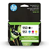Original HP 950 Black/951 Cyan,Magenta,Yellow Ink Cartridges (4-pack) | Works with HP OfficeJet 8600, OfficeJet Pro 251dw, 276dw, 8100, 8610, 8620,8625 8630 Series | Eligible for Instant Ink | X4E06AN